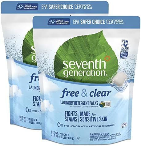 Seventh Generation Laundry Detergent Packs Laundry Soap Free & Clear Washing Detergent 45 Count, ... | Amazon (US)