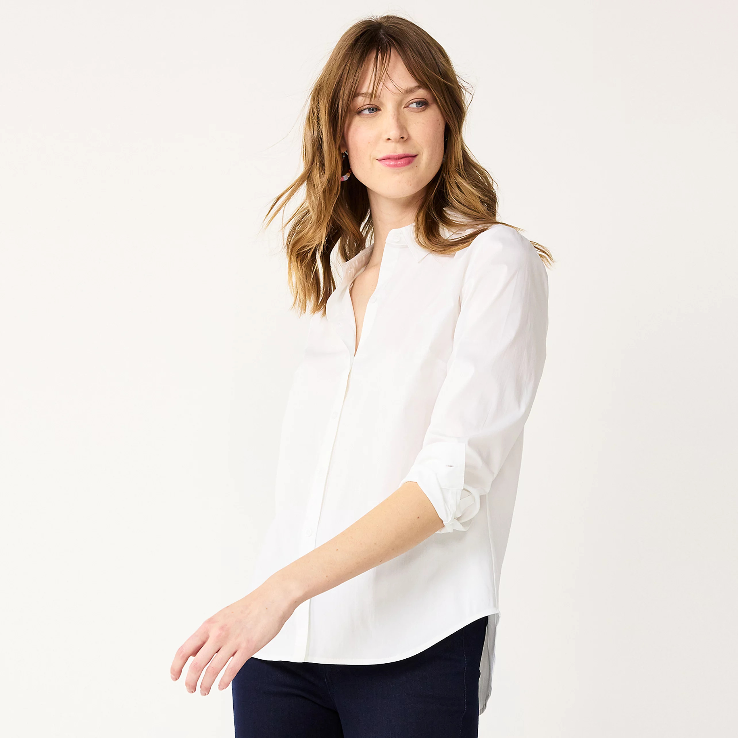 Women's Nine West Long Sleeve Structured Button-Down Shirt | Kohl's