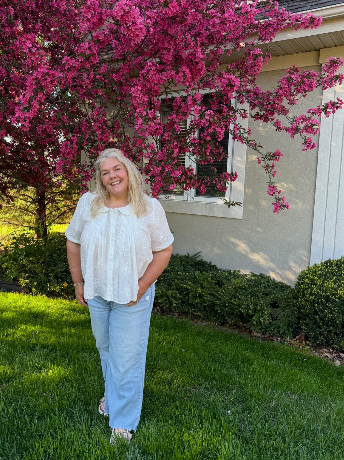 The fit for Mothers Day was perfect! 
Wearing an XL in the blouse! #springoutfit #summeroutfit

#LTKMidsize #LTKOver40 #LTKSeasonal