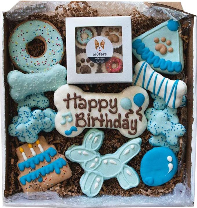 Wüfers Birthday Boy Handmade Hand-Decorated Dog Treats Cookies Box, 10+ Cookies | Amazon (US)