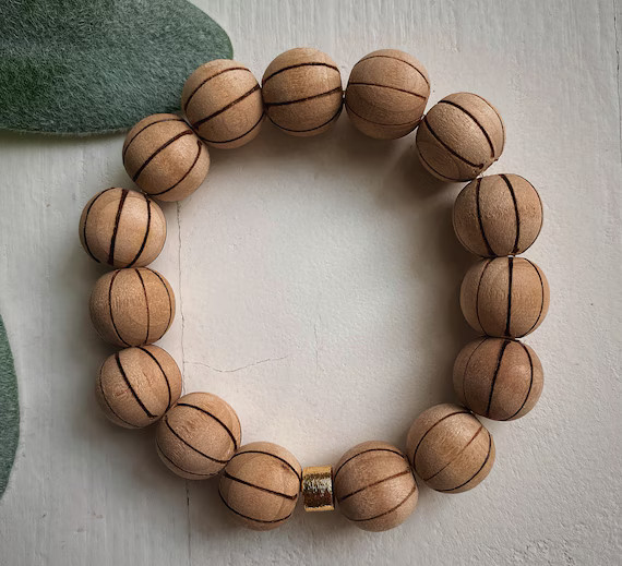 The Lola bracelet | natural wooden bracelet | wooden round bracelet | melon design | 12mm wooden ... | Etsy (US)