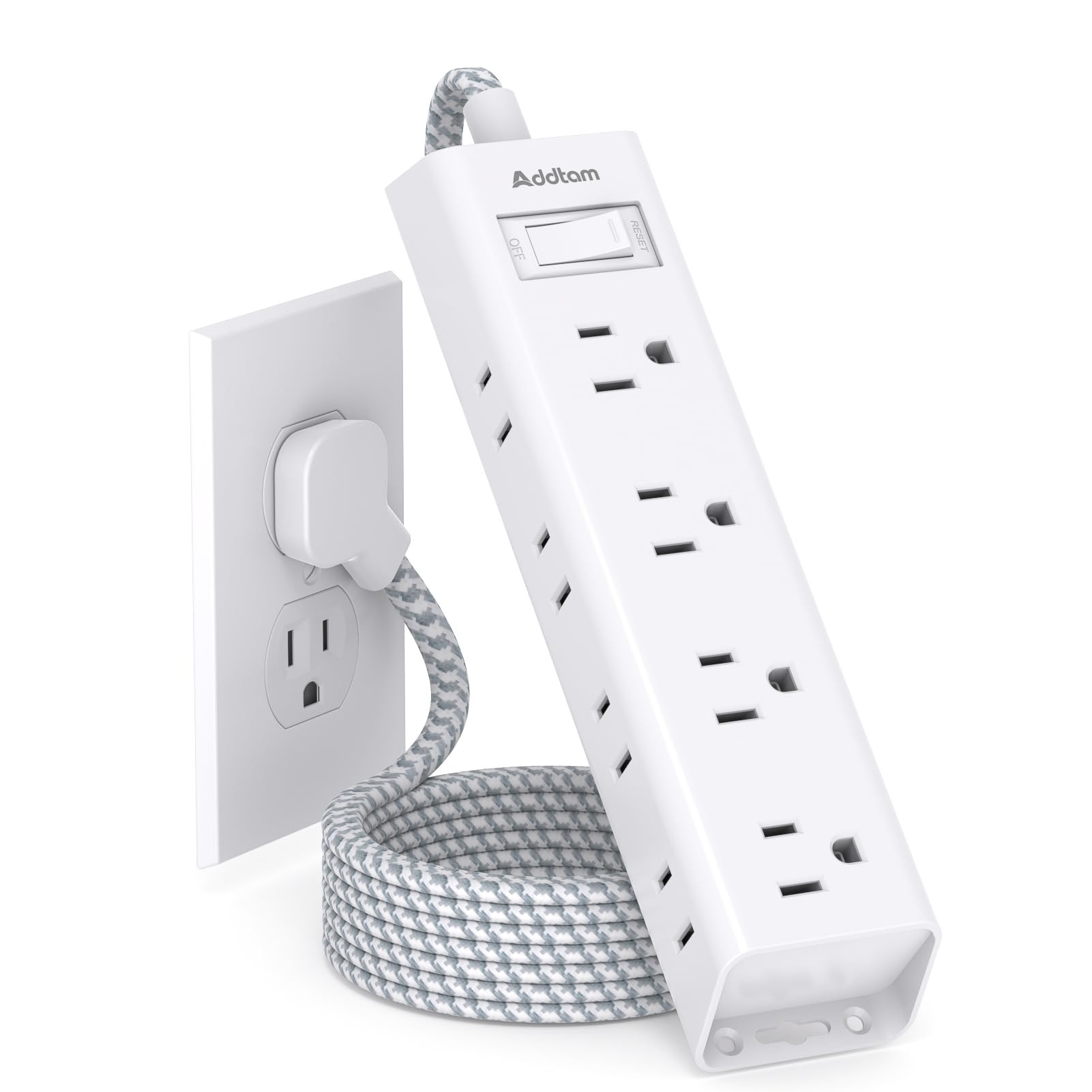 Flat Plug Power Strip, Ultra Thin Flat Extension Cord - Addtam 12 Widely AC 3 Sides Multiple Outl... | Amazon (US)