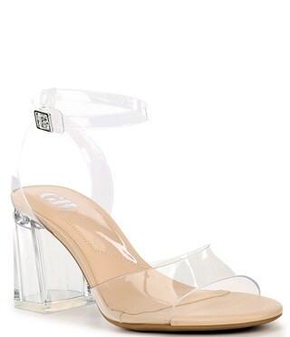 So-Pretty Clear Ankle Strap Block Heel Sandals | Dillard's
