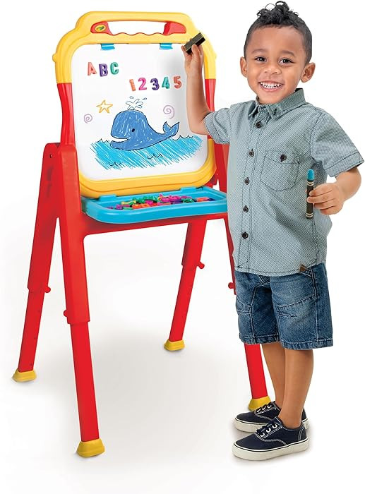 Crayola Triple-The-Fun Art Easel, Toddler Easel, Chalk Board, Magnetic Easel, Painting Set, Art S... | Amazon (US)