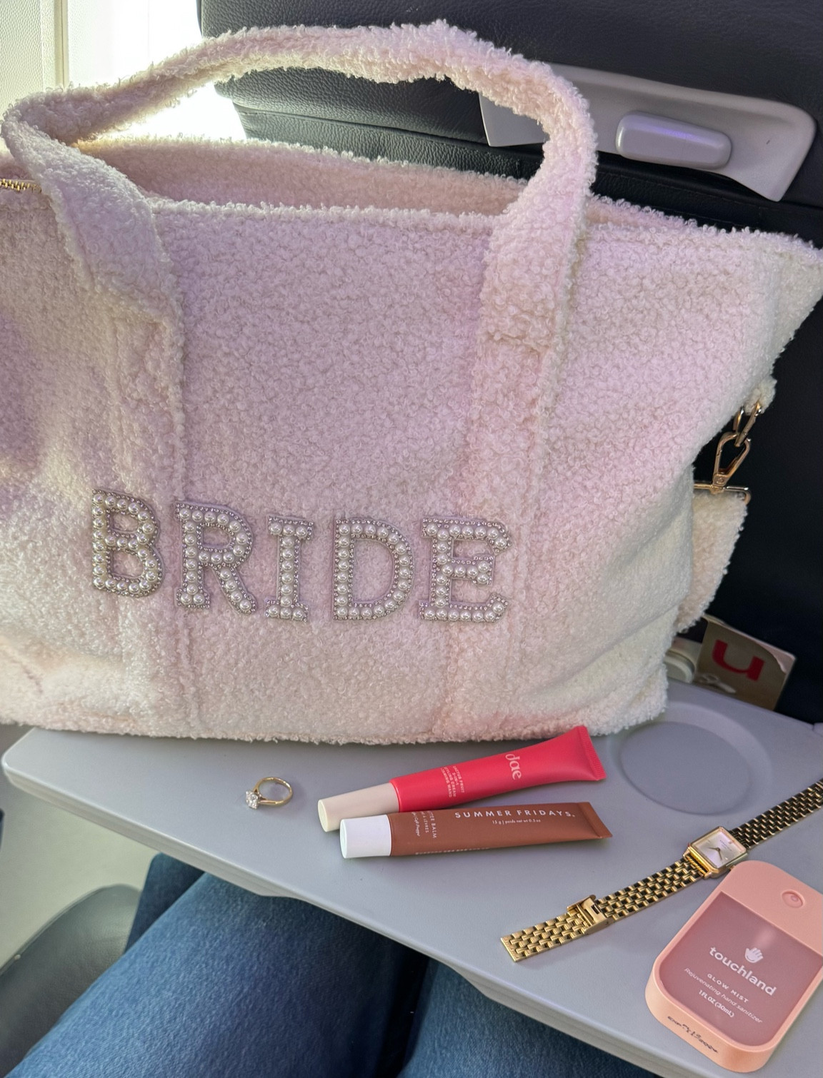 Travel essentials as a bride to be 🤍

Teddy tote bag, dae hair, Touchland, hand sanitizer, gold watch, vintage gold watch, gold jewellery, gold jewelry, bridal, travel bag, carry on bag, tote bag

#LTKbag #LTKtravel #LTKwedding
