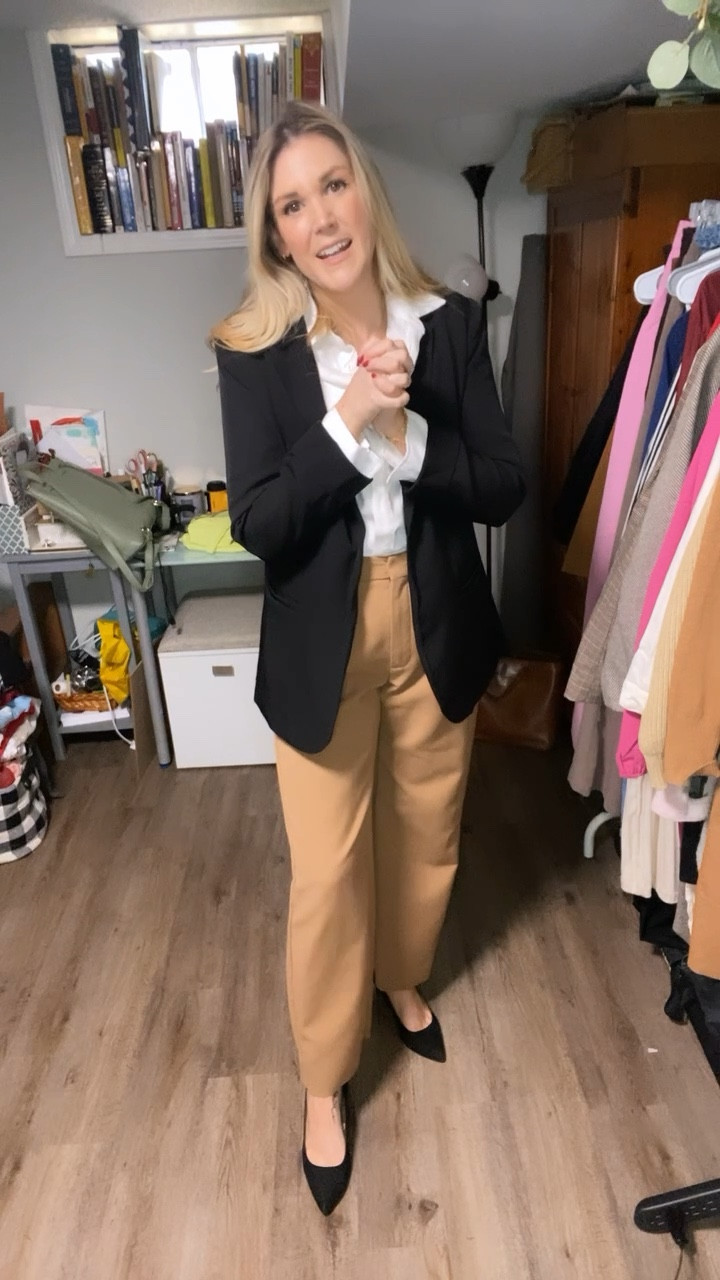 Professional look for a busy Wednesday! The shirt is sold out so I linked a similar one. The blazer is from @makeitpersonal so I found a similar one to link but if you want the exact one head on over there! 

#LTKstyletip #LTKfindsunder50 #LTKworkwear