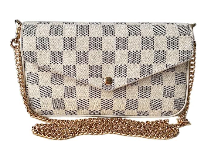 Womens Monogram Canvas Flap Purse Small Chain Cross Body Bag | Amazon (US)