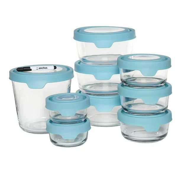 Anchor Hocking Clear Glass Food Storage Containers with TrueSeal Lids, 19 Piece Set - Walmart.com | Walmart (US)