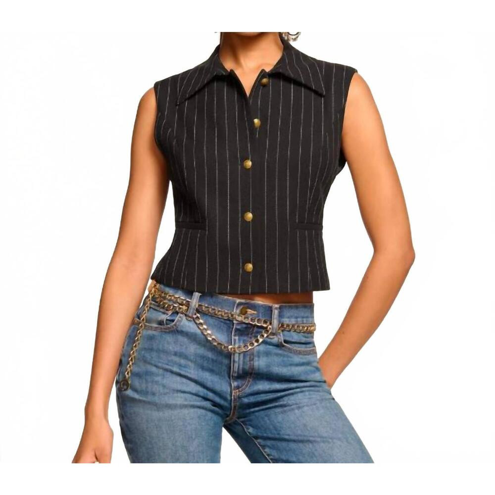 NEW RAMY BROOK danna pinstripe vest in black pinstripe | Poshmark