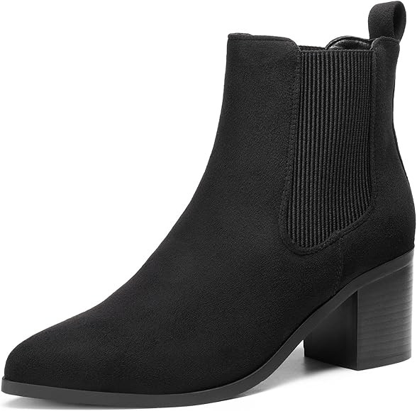 DREAM PAIRS Women's Retro Elastic Chelsea Ankle Boots Fashion Low Chunky Block Heel Pointed Toe F... | Amazon (US)
