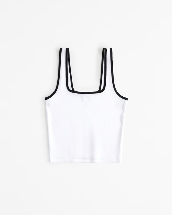Essential Cropped Squareneck Rib Tank | Abercrombie & Fitch (US)