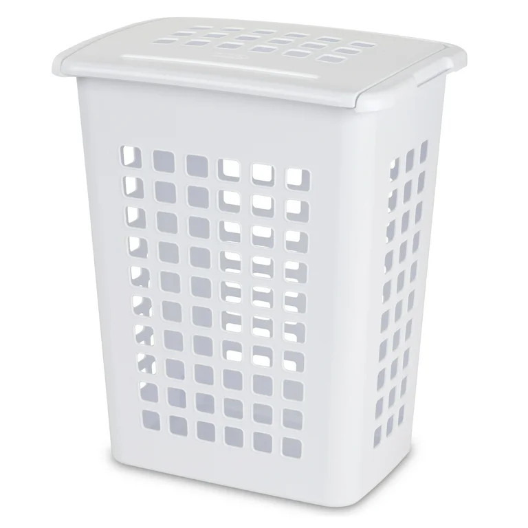 Sterilite Rectangular LiftTop Laundry Hamper Plastic, White | Walmart (US)