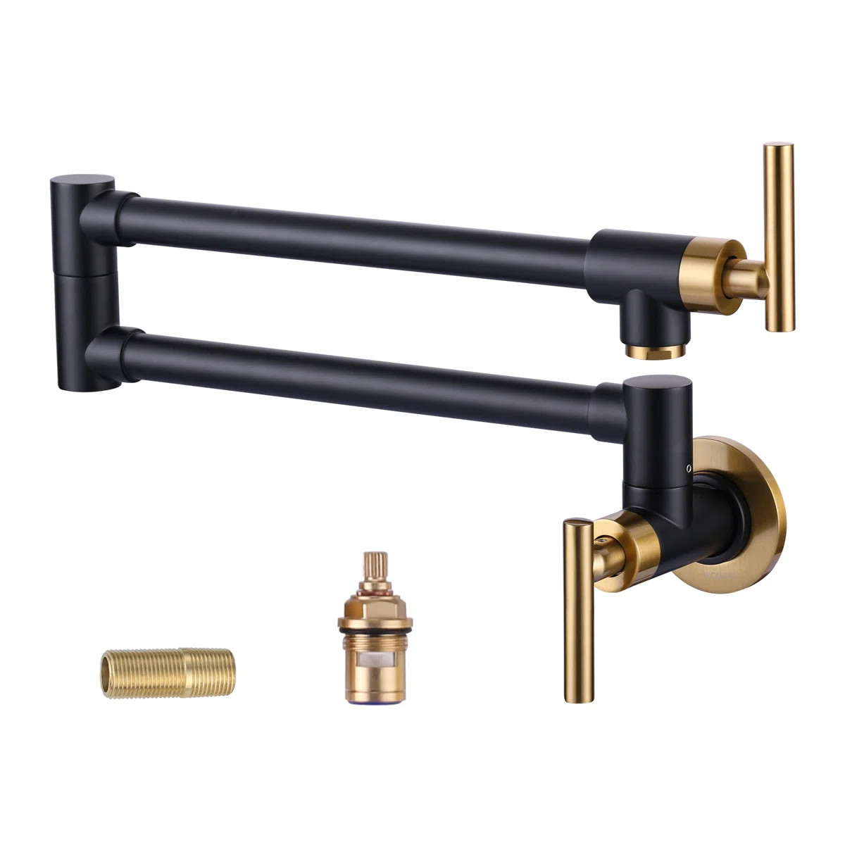 Commercial Wall Mount Brass Pot Filler Faucet with Double Joint Swing Arms 2311200GB | Wayfair North America