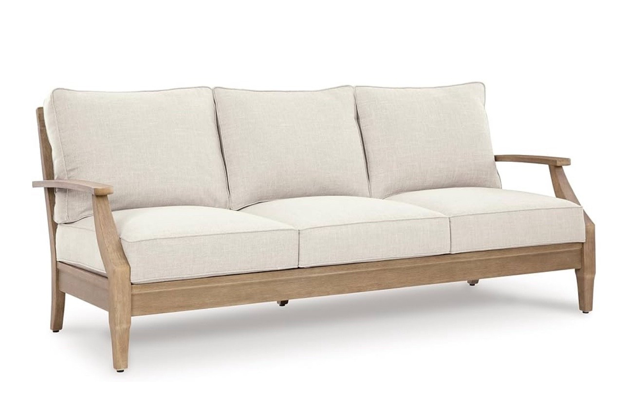 Signature Design by Ashley Carter Hall Outdoor Eucalyptus Patio Sofa with Cushion, Beige

#LTKHome