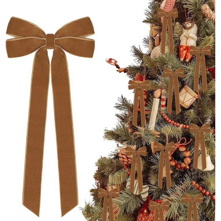 12Pcs Pink Velvet Bows Christmas Tree Decorations,5in x 10in Xmas Ornaments for Tree Home Coquett... | Walmart (US)