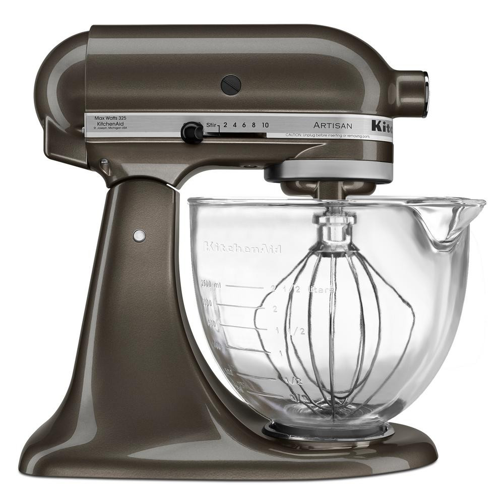 KitchenAid Artisan Designer 5 Qt. 10-Speed Truffle Dust Stand Mixer with Glass Bowl | The Home Depot