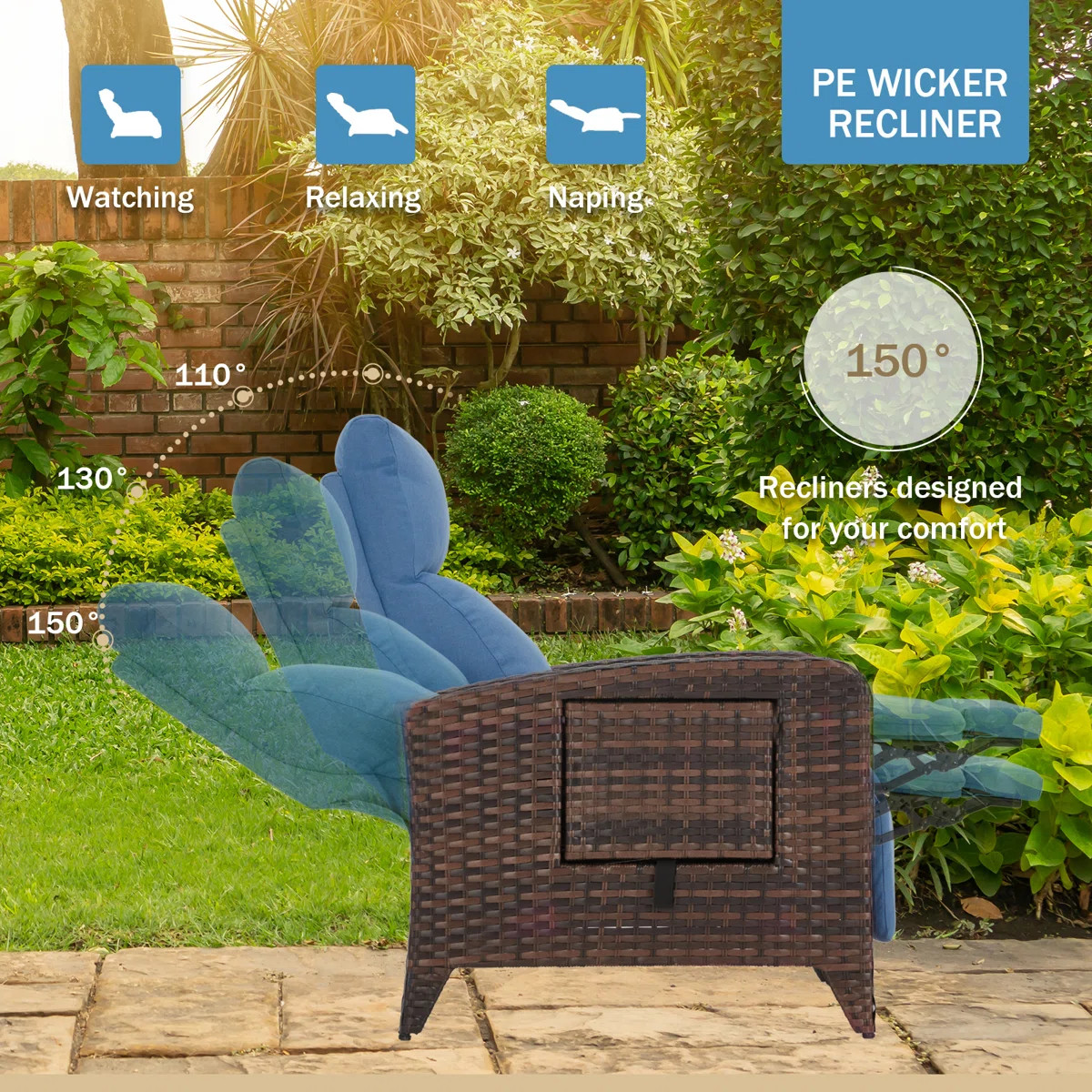 Latitude Run\u00ae Dasai Wicker Outdoor Recliner Chair with Table & Reviews - Wayfair Canada | Wayfair North America