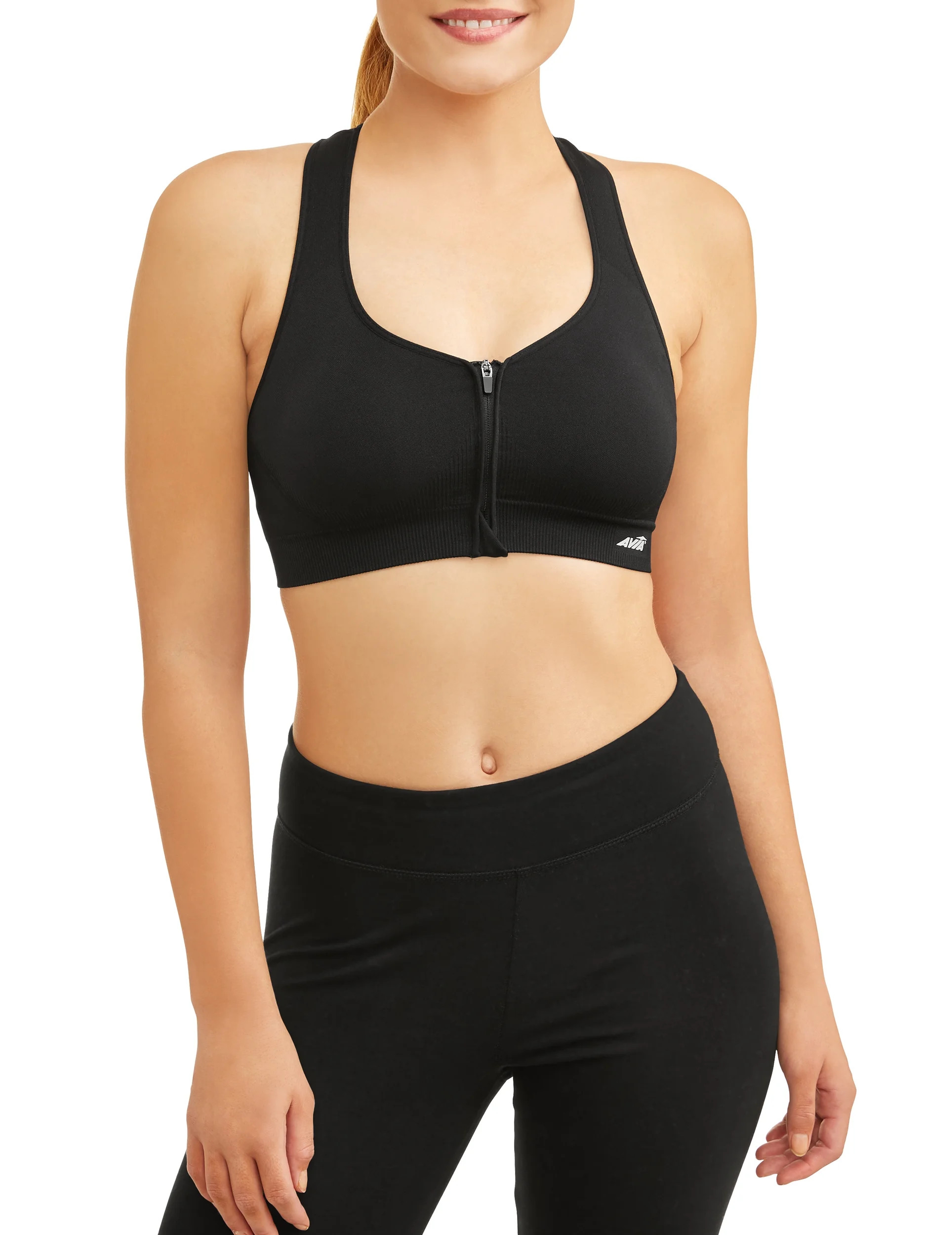 Avia Medium Support Zipfront Sports Bra - Walmart.com | Walmart (US)