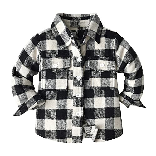 IBTOM CASTLE Toddler Flannel Shirt for Boy Girls-Little Kids Long Sleeve Lapel Button Down Shirts with Pocketed Regular Fit Western Shirts Casual Fall Coat Christmas Outfit Black 10-11 Years | Amazon (US)