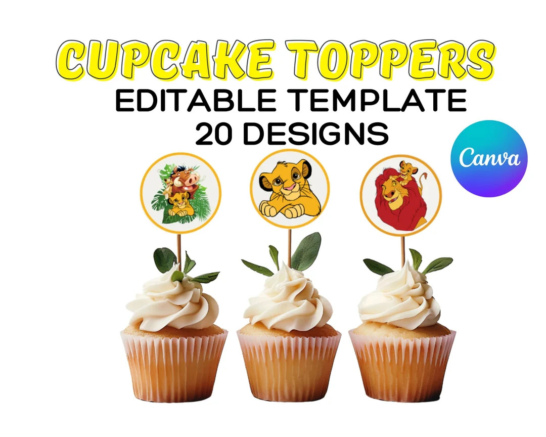 Lion King Birthday Cupcakes Toppers Kids Birthday Cupcakes Cake Topper Kids Party Decor Lion King... | Etsy (US)