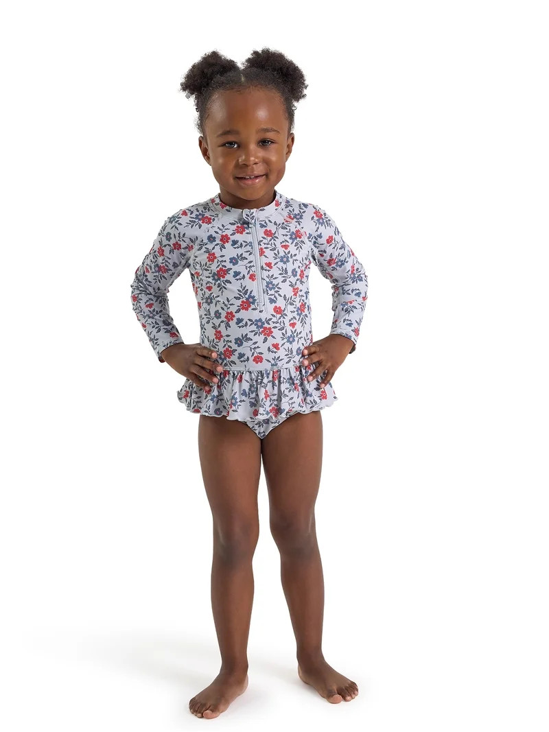 Modern Moments by Gerber Baby and Toddler Girl Rash Guard with Ruffles, Sizes 0/3M-5T | Walmart (US)