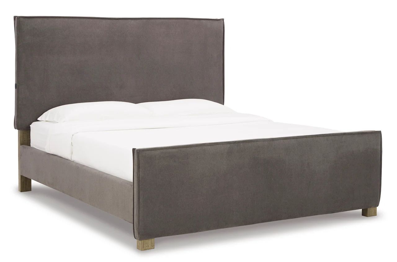 Krystanza Slate King Upholstered Panel Bed | 1stopbedrooms
