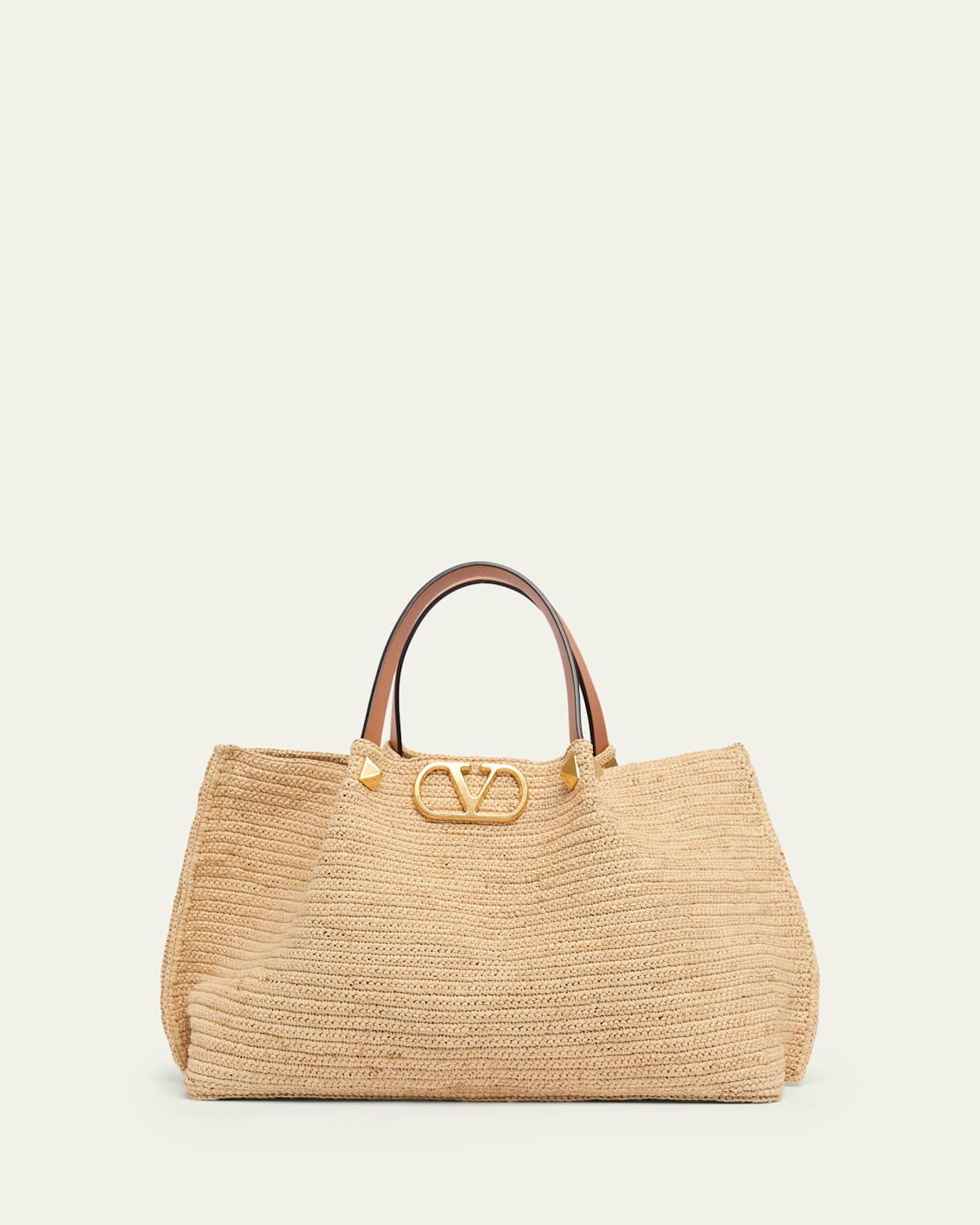 Medium Viscose Raffia Rockstud Tote Bag | Bergdorf Goodman