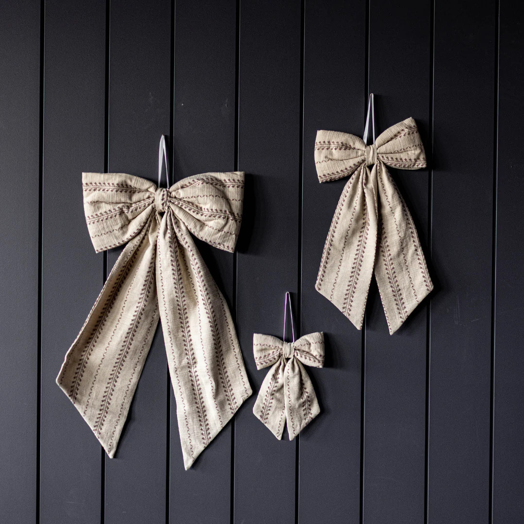 Folk Beige Strip Bows | By Luxe B Co. | luxe bCO