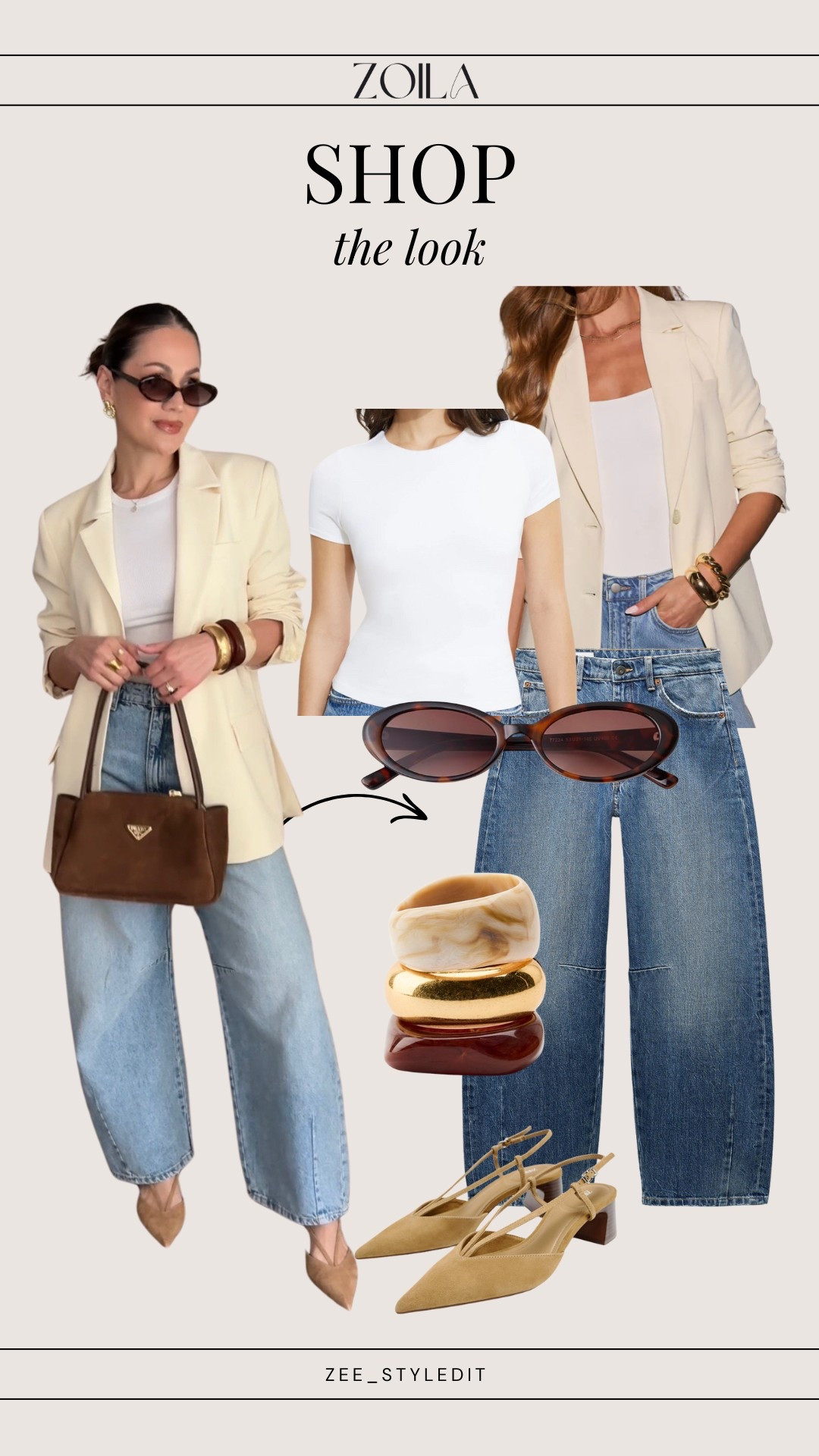 Shop the look! 
Wearing a size 2 in barrel jeans and medium in blazer 
I’m 5’4”/130

#LTKFindsUnder100 #LTKSpringSale #LTKStyleTip