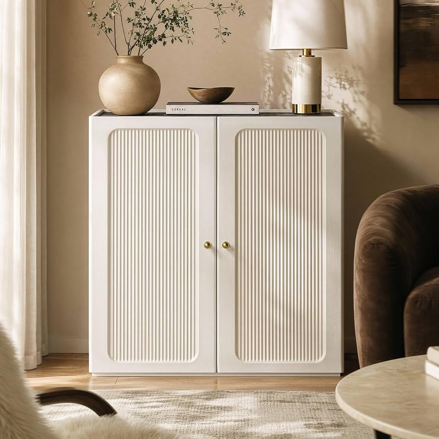 ModernMate 31.5" Flutted Sideboard Buffet Cabinet with Storage, White | Amazon (US)