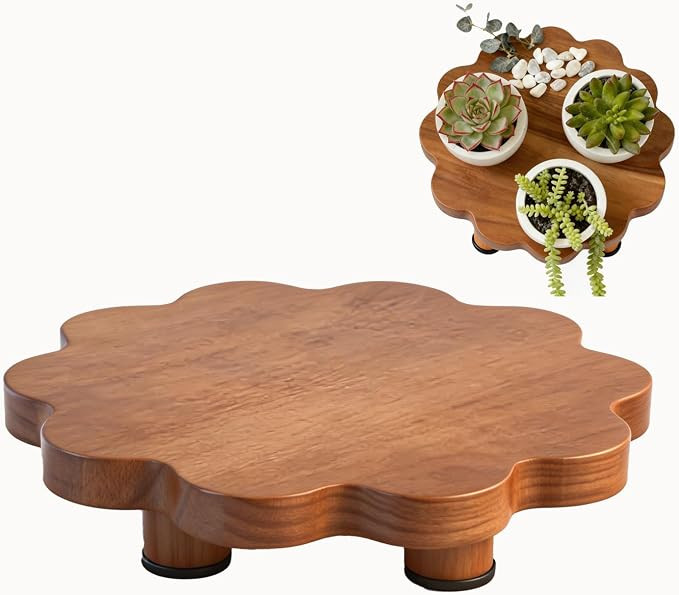 2 Pack 10 Inch Wooden Countertop Riser, Decorative Tray Organizer | Natural Wood Grain Stand with... | Amazon (US)
