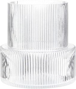 YANWE1 Clear Glass Vase, Ribbed Vase, Fluted Glass Vase, Flower Vase, Modern Vase for Centerpiece... | Amazon (US)