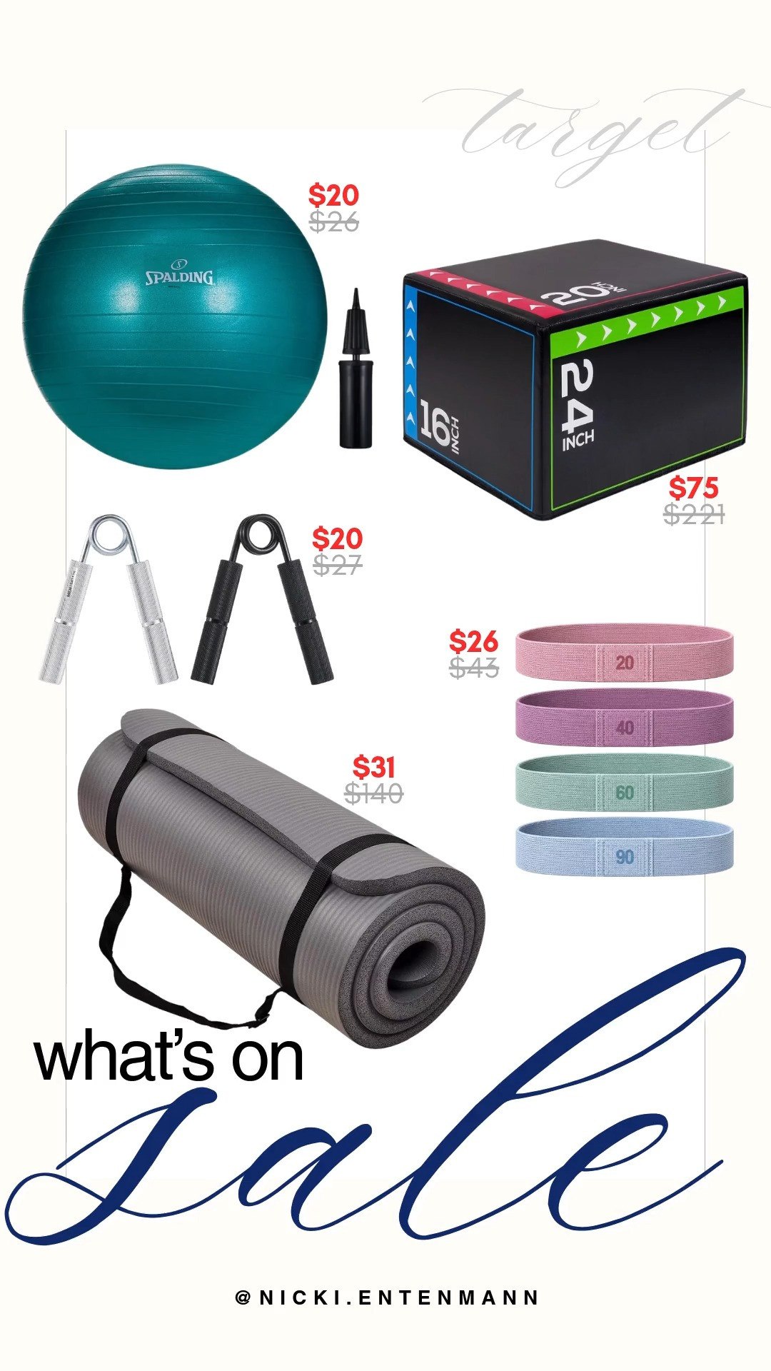 Target's home gym sale continues with major markdowns on versatile essentials like a three-in-one foam plyo box for $75, a thick grey yoga mat for $31, a set of resistance loop bands for $26, a stability ball with a pump for $20, and hand gripper strengtheners for $20. These budget-friendly pieces make it seamless to round out your home workout space with functional, compact gear.

#target #targetfinds #targetsales #homegym #workoutmotivation #fitnessgear #fitnessequipment #activelifestyle 

 #LTKfitnessgoals #LTKHome #LTKSaleAlert