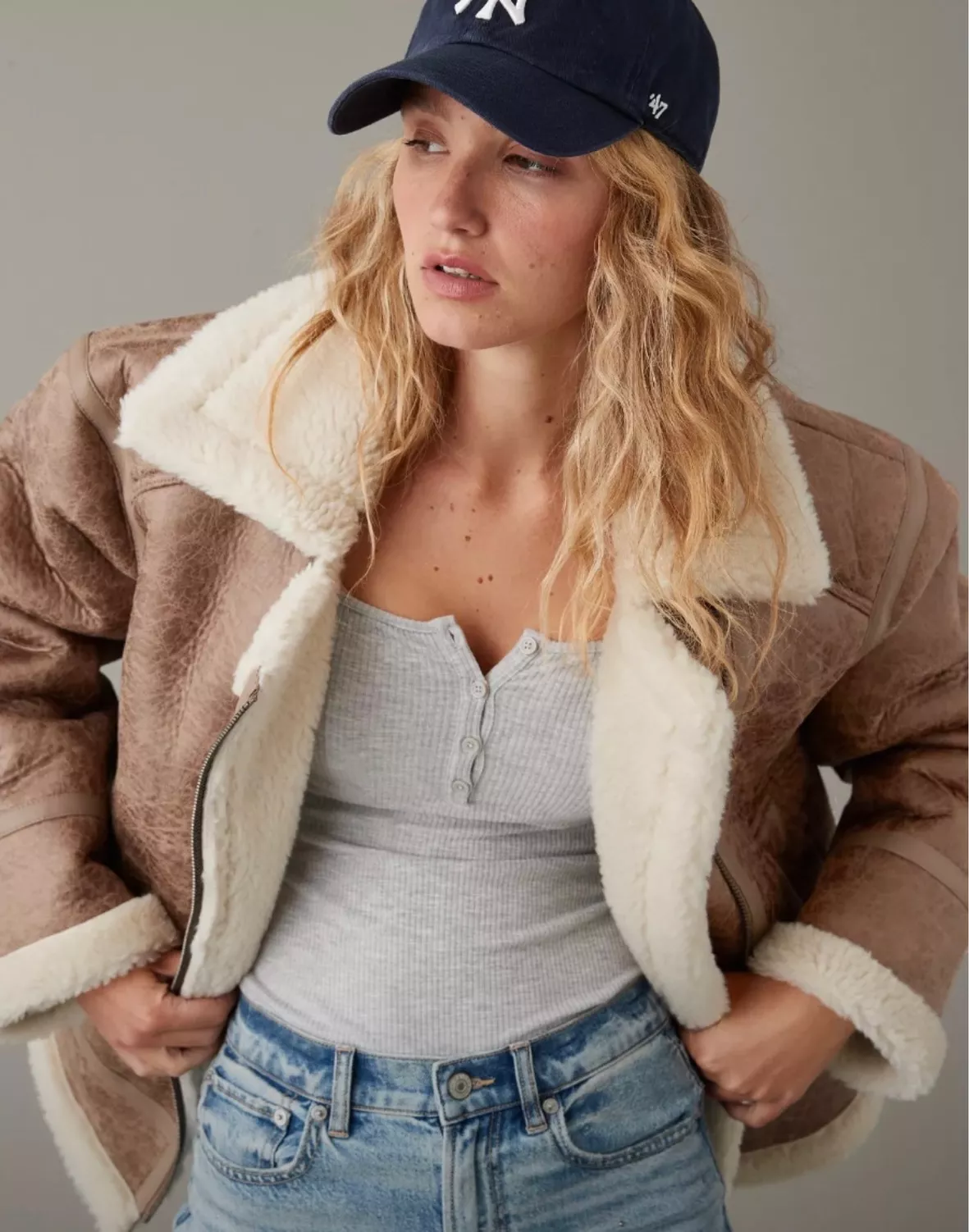 AE Oversized Vegan Shearling Moto … curated on LTK