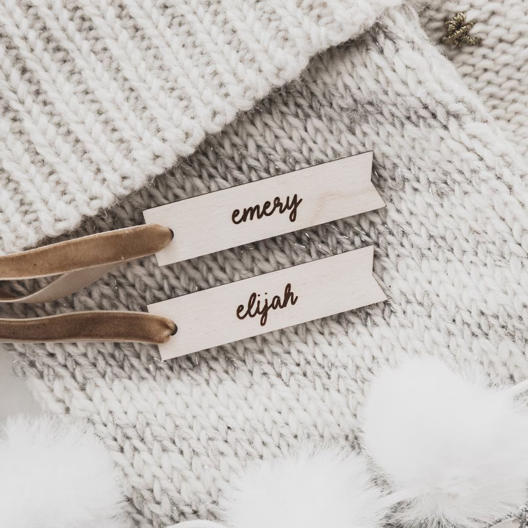 Personalized Slim Stocking Tag Custom Wood Stocking Name Tag - Etsy | Etsy (US)