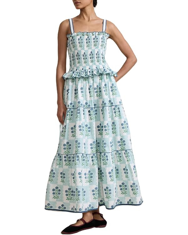 Women Y2k Boho Floral Maxi Dress Spaghetti Strap Loose Long Dress Flowy Smocked Beach Sundress | Amazon (US)