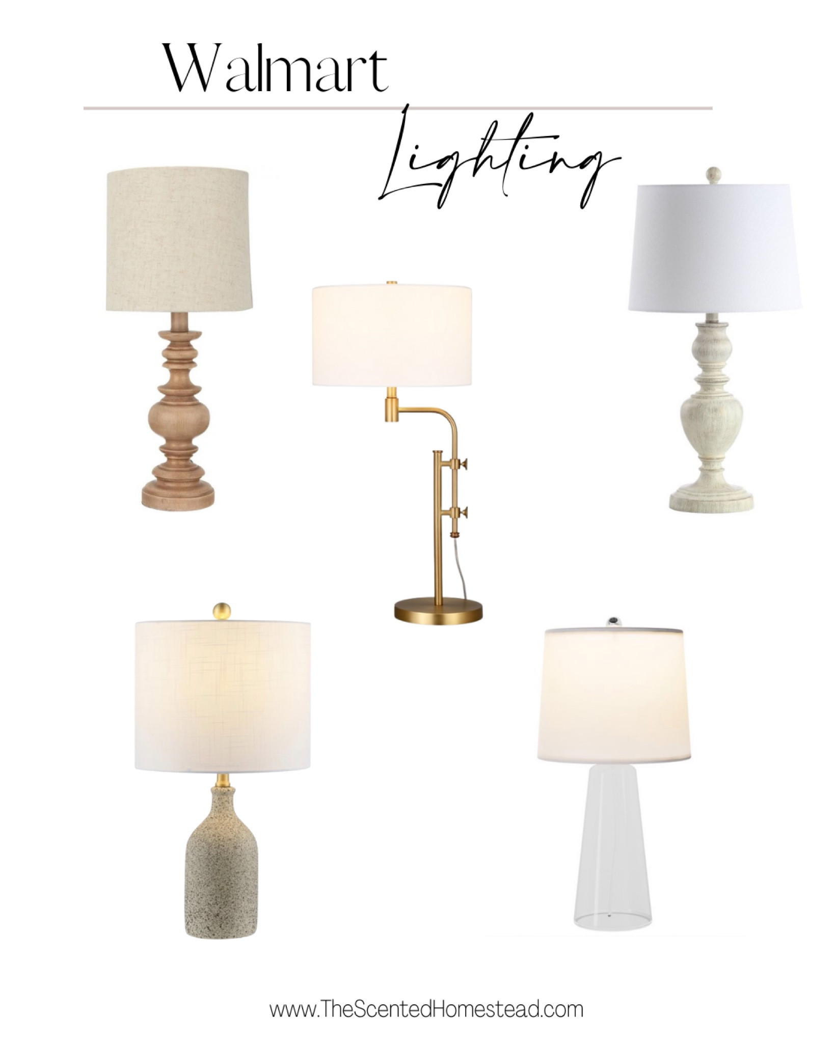 Walmart lighting, table lamps, farmhouse lighting, neutral lamps, neutral lamps, clear glass lamp, rustic farmhouse lighting. 
#homestyling 

#LTKFind #LTKhome #LTKunder100