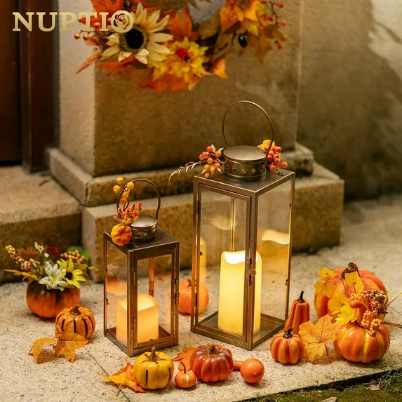 Nuptio Brass Gold Porch Lanterns Decorative Indoor Outdoor：Outdoor Lanterns for Porch，Set of ... | Walmart (US)