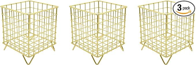 Set of 3 Square Metal Wire Coffee Pod Holder Baskets (Gold) | Amazon (US)