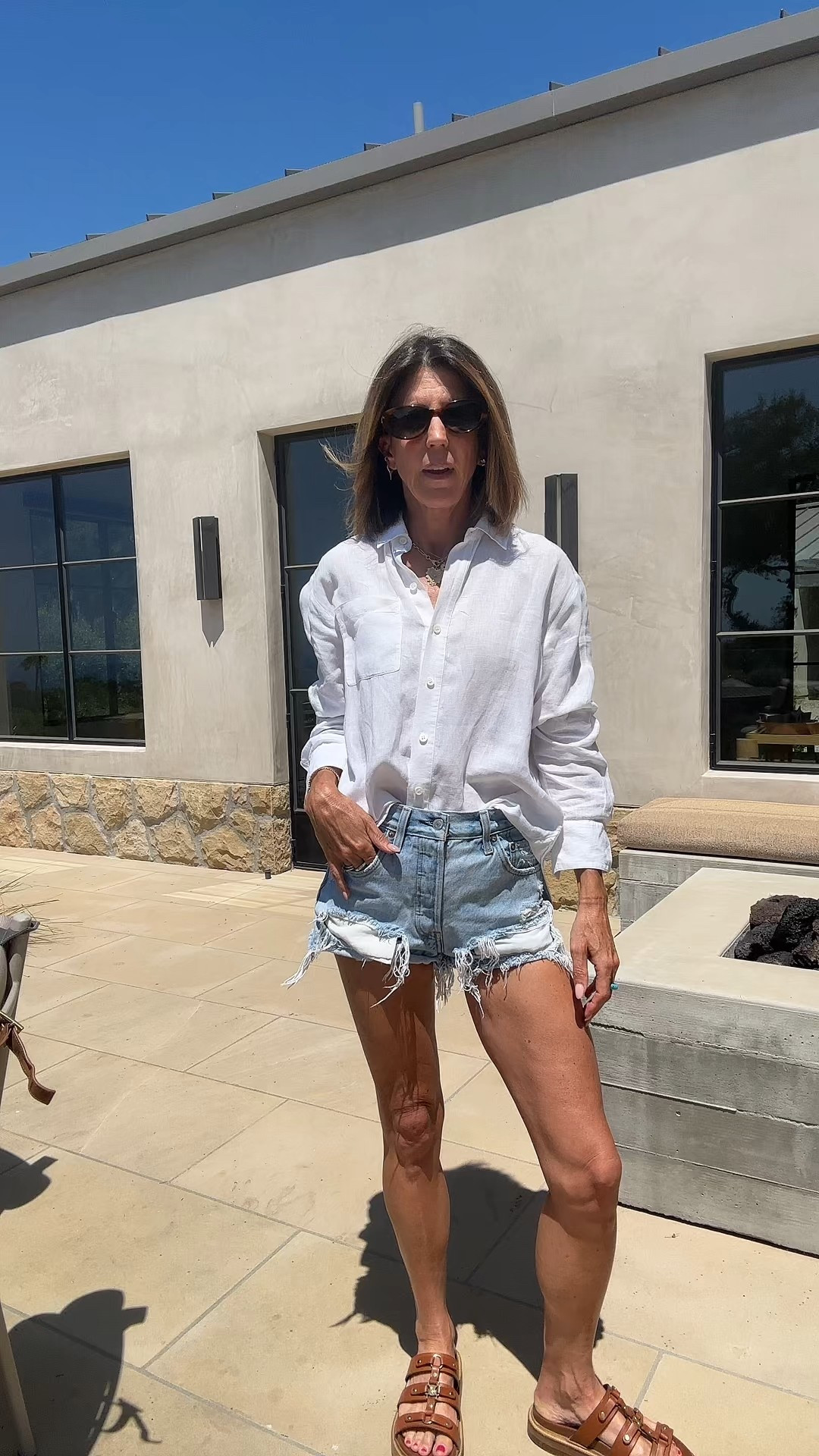 White shirt and cutoffs. Love a white linen button down!

#LTKStyleTip #LTKOver40