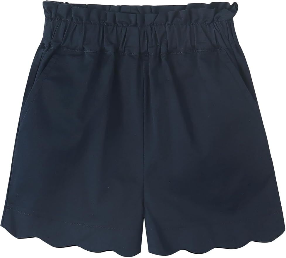 Noomelfish Girls Scalloped Stretch Twill Pull On Shorts with Pockets (5-12 Years) | Amazon (US)