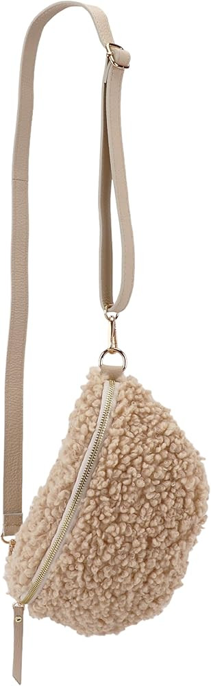 SH Leder ® Teddy Plüsch Hüfttasche Damen Gürteltasche für Festival Reise Bauchtasche mittelg... | Amazon (DE)