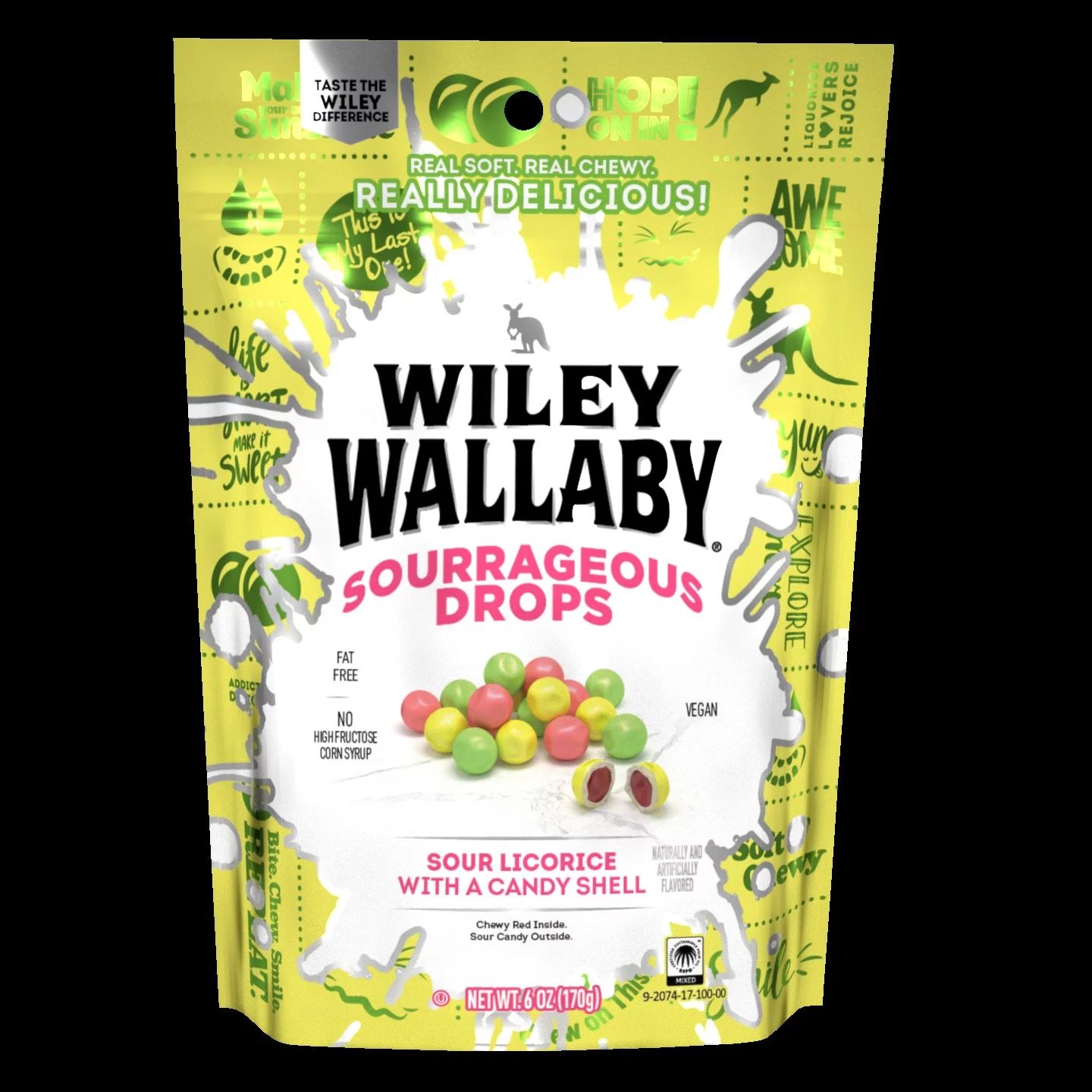Wiley Wallaby Sourrageous Drops Licorice Stand-up Bag, 6 oz. | Walmart (US)