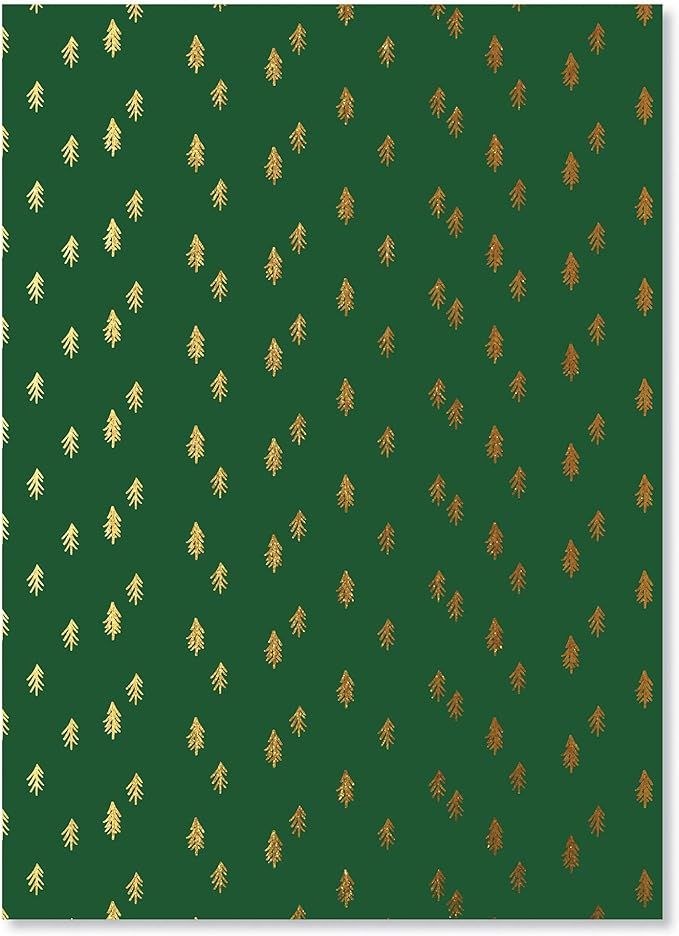 C.R. Gibson Green and Gold Pine Tree Christmas Wrapping Paper, 20'' W x 28'' L, 3 Sheets, 20" x 2... | Amazon (US)