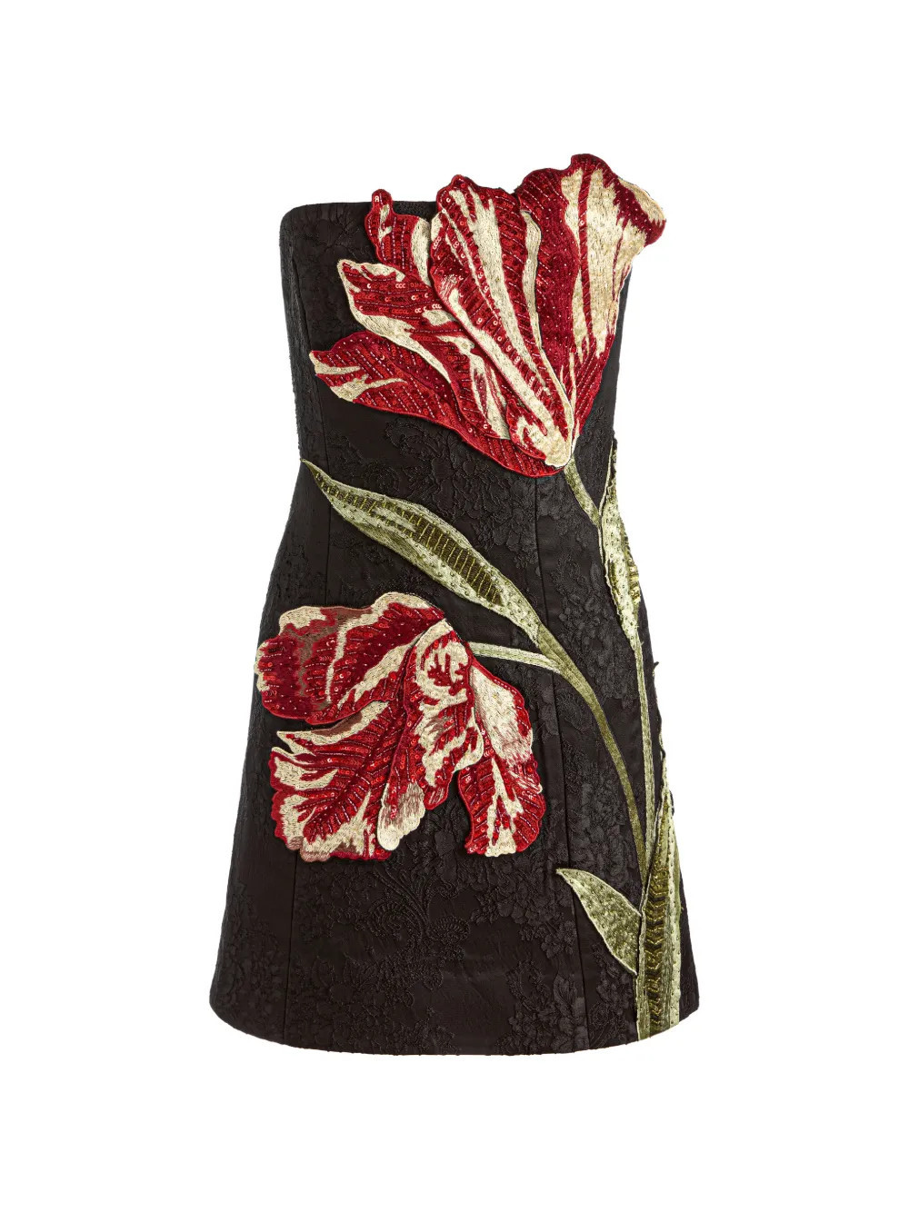 alice + olivia Katia sequin-embellished floral-embroidered mini dress - Black | Farfetch Global