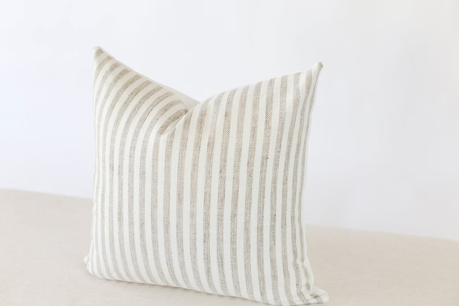Modern Farmhouse Pillow Cover, Beige Stripe Throw Pillow Covers 18x18, Cream and Beige Throw Pill... | Etsy (US)