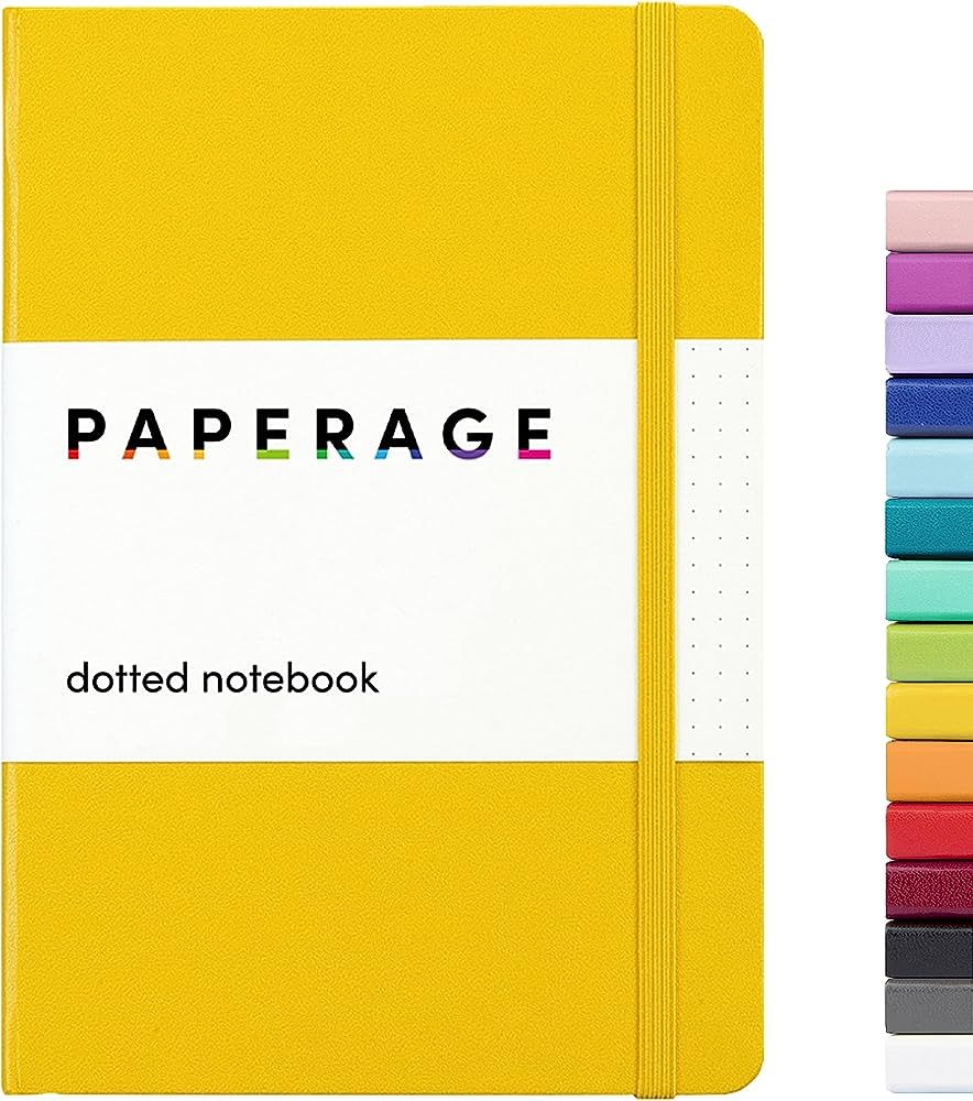 PAPERAGE Dotted Journal Notebook, (Mustard Yellow), 160 Pages, Medium 5.7 inches x 8 inches - 100... | Amazon (US)