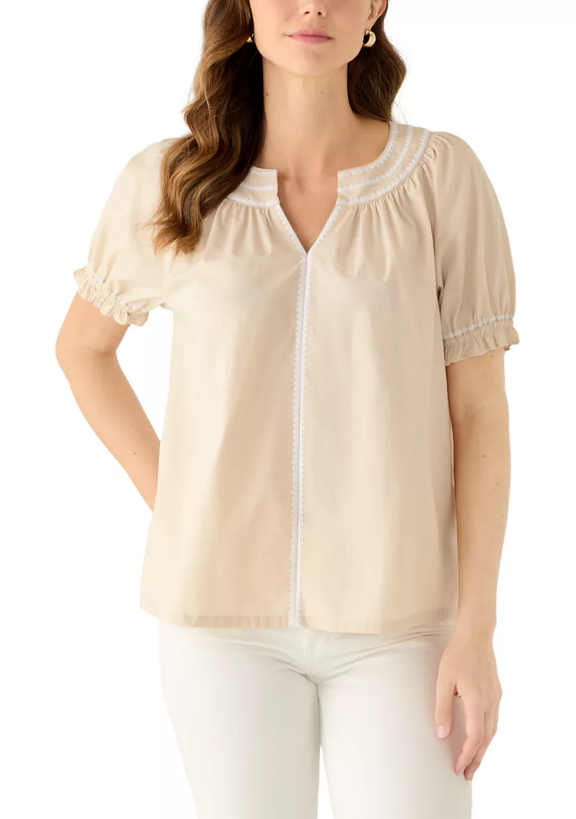 Women's Short Sleeve Embroidered Peasant Shirt | Belk