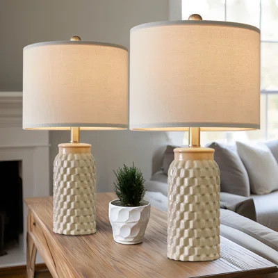 20.5" Modern Ceramic Bedside Lamp, for Bedroom Décor Farmhouse Table Lamp Living Room Office Dorm | Wayfair North America