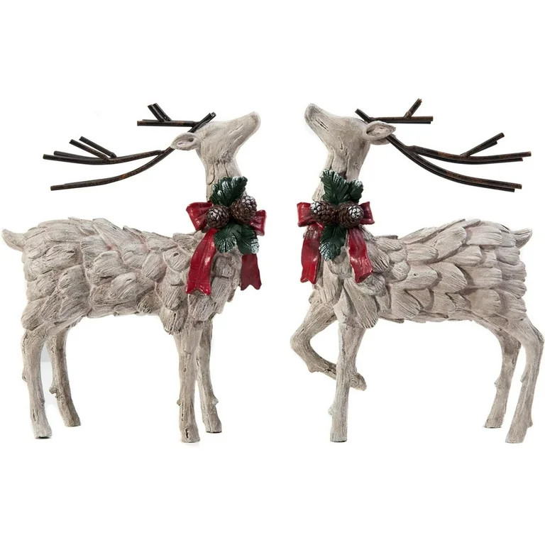 Resin Holiday Figurine Decorative Christmas Deer Tabletop Statue Decor, 2 Pack | Walmart (US)